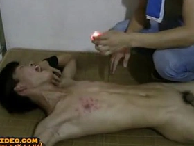 Cute slim asian boy slave hot wax