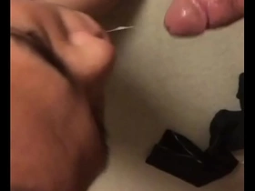 Cuffed asian takes master’s cock